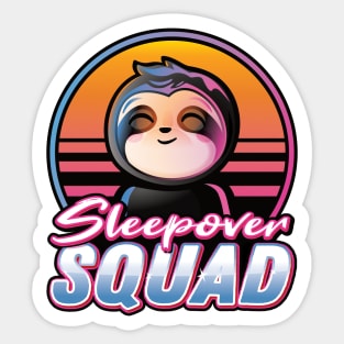 Sleepover Squad Kawaii Sloth Sunset Retro Sticker